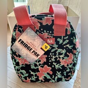 Lunch Tote Bag Pink Floral Zipper Womens Baby Teen Snack Drink Bottle Fridge Pak